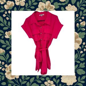 Fuscia Button Up Romper EUC